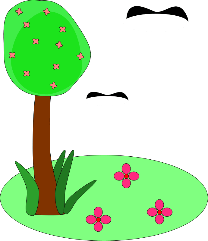 Trees And Flowers Cartoon Sprite for Scratch - Free SVG Download